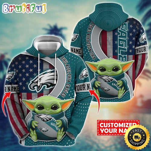Personalized NFL Philadelphia Eagles Hoodie Baby Yoda Unisex Hoodie For Fans