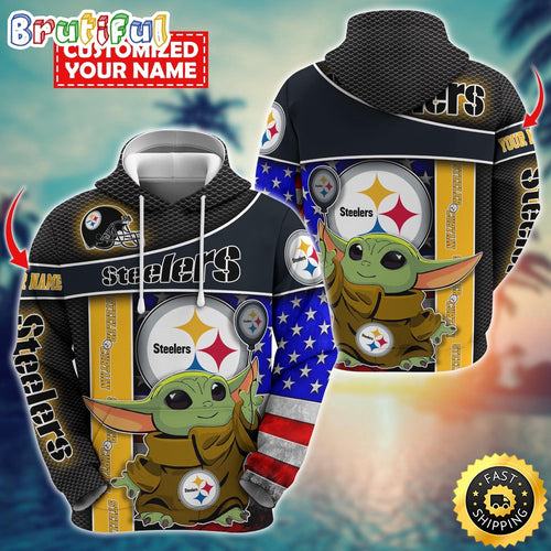 Personalized NFL Pittsburgh Steelers Hoodie Baby Yoda Unisex Hoodie