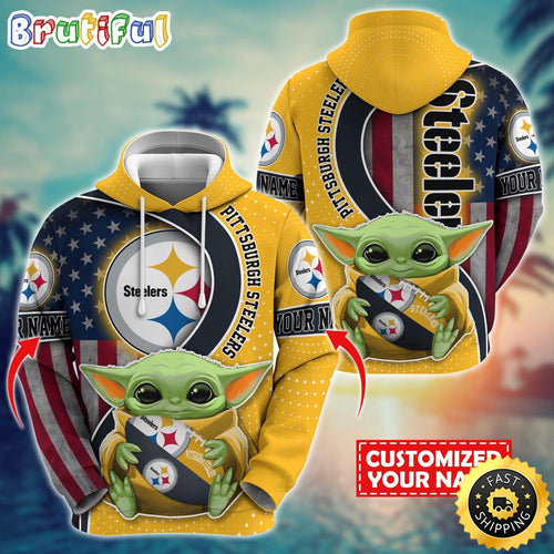 Personalized NFL Pittsburgh Steelers Hoodie Baby Yoda Unisex Hoodie For Fans