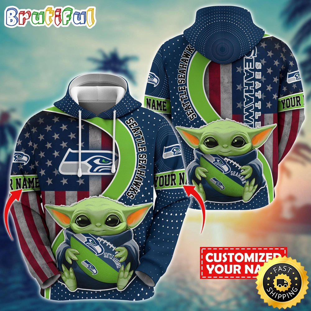 Personalized NFL Seattle Seahawks Hoodie Baby Yoda Unisex Hoodie For Fans
