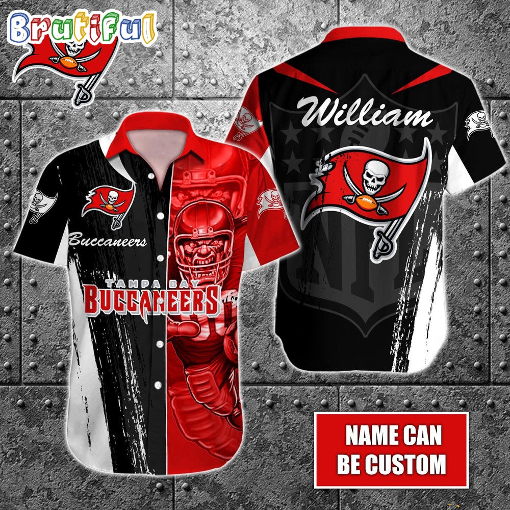 Personalized NFL Tampa Bay Buccaneers Hawaiian Shirt Special Half Tone Mascot Aloha Shirt