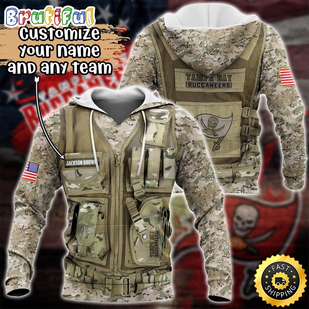 Personalized NFL Tampa Bay Buccaneers Hoodie Camo Military Hoodie