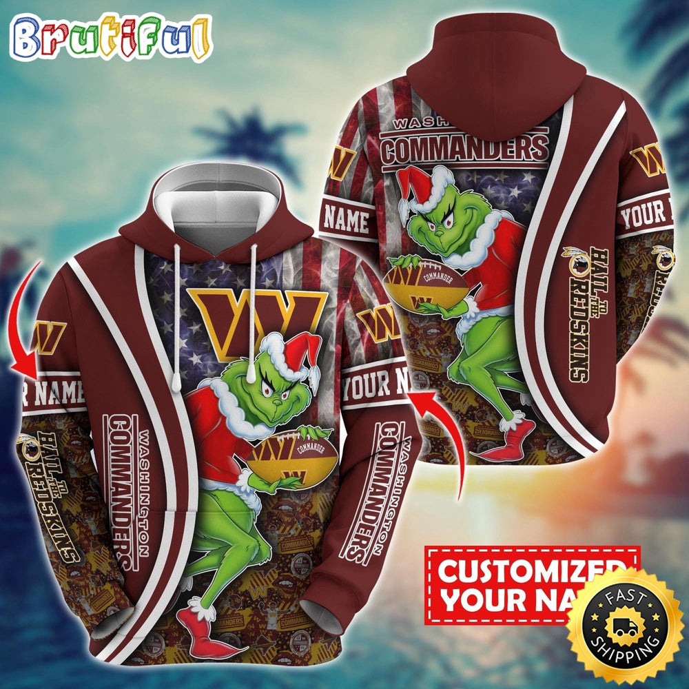 Personalized NFL Washington Commanders Hoodie Grinch Unisex Hoodie