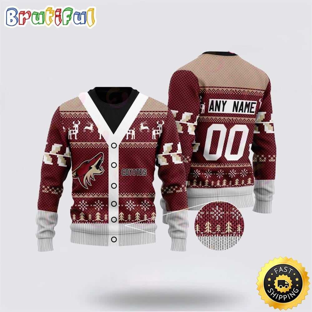 Personalized NHL Arizona Coyotes Elk Pattern Ugly Christmas Sweater Perfect Gift For Football Fans
