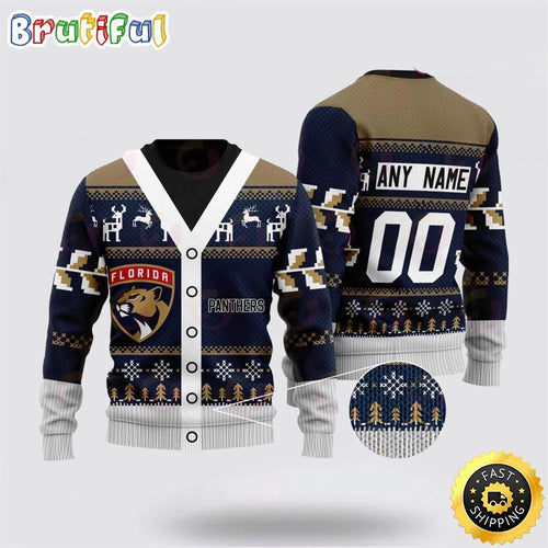 Personalized NHL Florida Panthers Elk Pattern Ugly Christmas Sweater Perfect Gift For Football Fans