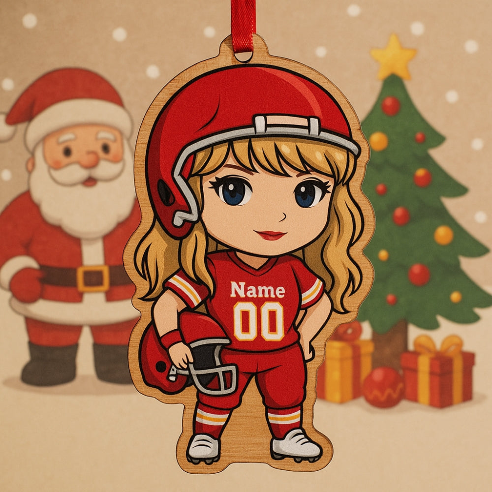 Personalized Taylor Swift Kansas City Chiefs Wooden Christmas Ornament