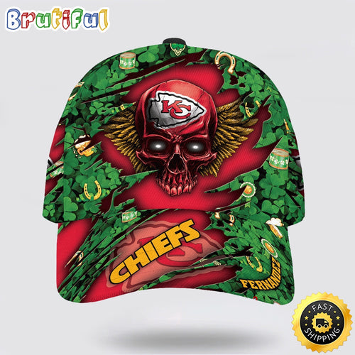Personalized Kansas City Chiefs St Patrick Day Skull All Over Print Baseball Cap