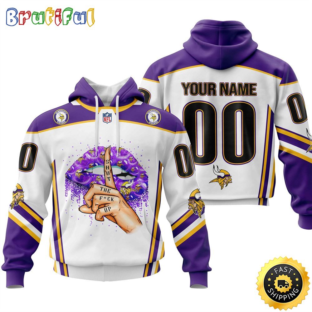 Personalized Minnesota Vikings All Over Print 3D Hoodie Please Control A Mouth Unisex Hoodie