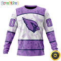 Personalized NFL Arizona Cardinals Crewneck Sweatshirt Special Lavender Fights Cancer Unisex Sweatshirt