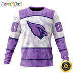 Personalized NFL Arizona Cardinals Crewneck Sweatshirt Special Lavender Fights Cancer Unisex Sweatshirt