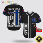 Personalized NFL Buffalo Bills Baseball Jersey Stand For The Flag Kneel For The Cross