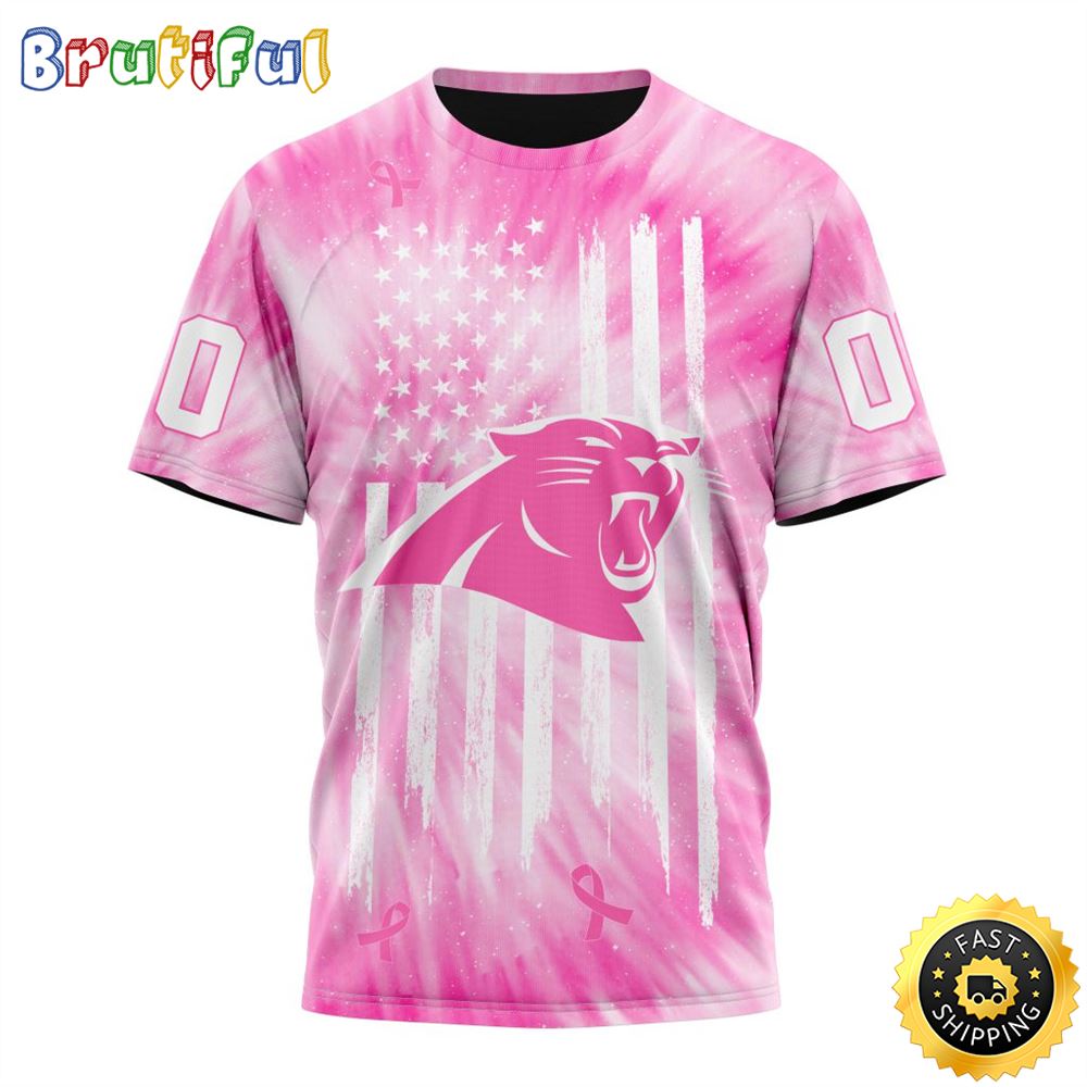 Personalized NFL Carolina Panthers All Over Print 3D T Shirt Special Pink Tie-Dye Unisex Tshirt