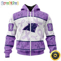 Personalized NFL Carolina Panthers All Over Print Zip Hoodie 3D Special Lavender Fights Cancer Unisex Tshirt