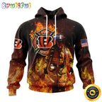 Personalized NFL Cincinnati Bengals Hoodie Honor Firefighters First Responders All Over Print 3D Hoodie