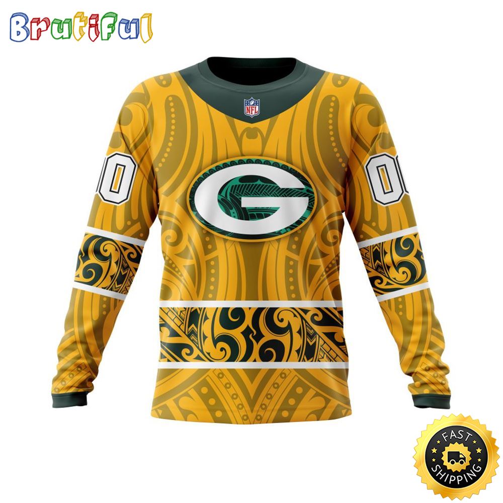 Personalized NFL Green Bay Packers Crewneck Sweatshirt Specialized Native With Samoa Culture For Football Fans