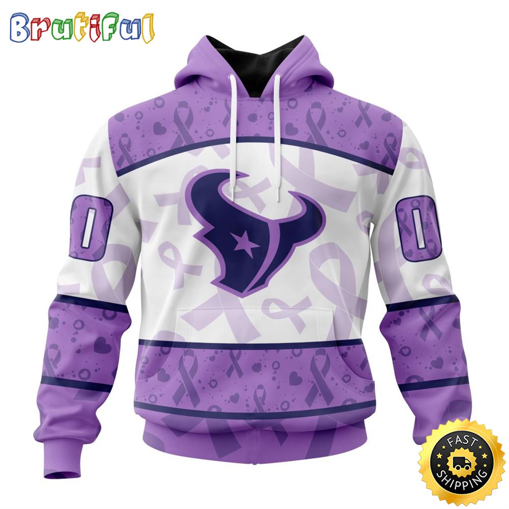 Personalized NFL Houston Texans All Over Print 3D Hoodie Special Lavender Fights Cancer Unisex Hoodie