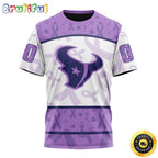 Personalized NFL Houston Texans All Over Print 3D T Shirt Special Lavender Fights Cancer Unisex Tshirt