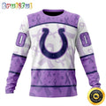 Personalized NFL Indianapolis Colts Crewneck Sweatshirt Special Lavender Fights Cancer Unisex Sweatshirt