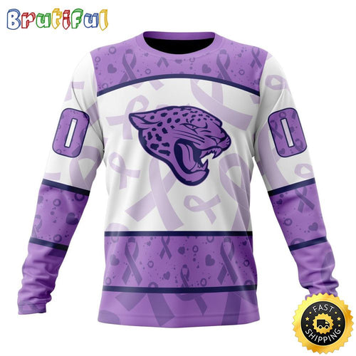 Personalized NFL Jacksonville Jaguars Crewneck Sweatshirt Special Lavender Fights Cancer Unisex Sweatshirt