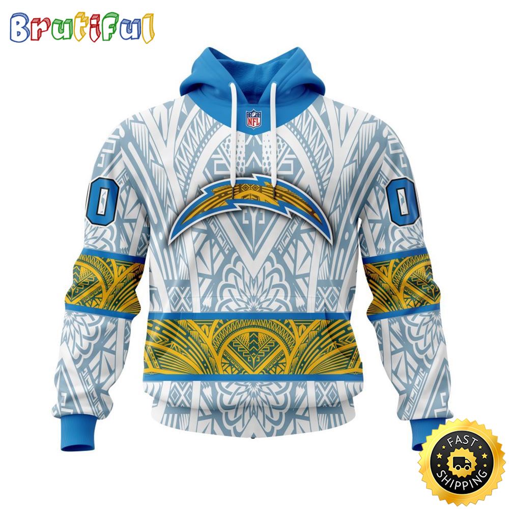Personalized NFL Los Angeles Chargers All Over Print 3D Hoodie Specialized Native With Samoa Culture Unisex Hoodie