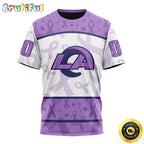 Personalized NFL Los Angeles Rams All Over Print 3D T Shirt Special Lavender Fights Cancer Unisex Tshirt
