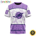 Personalized NFL Miami Dolphins All Over Print 3D T Shirt Special Lavender Fights Cancer Unisex Tshirt
