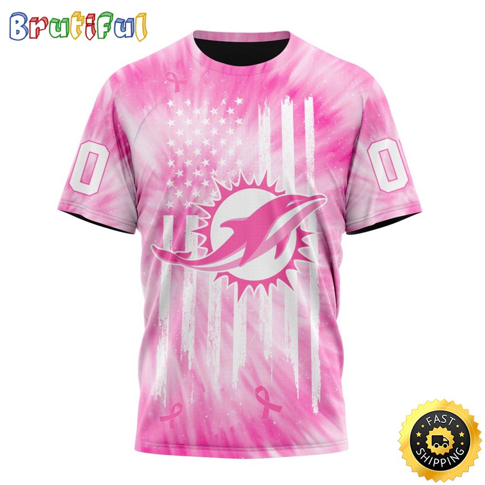 Personalized NFL Miami Dolphins All Over Print 3D T Shirt Special Pink Tie-Dye Unisex Tshirt