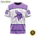 Personalized NFL Minnesota Vikings All Over Print 3D T Shirt Special Lavender Fights Cancer Unisex Tshirt