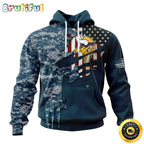 Personalized NFL Minnesota Vikings Hoodie Special Navy Camo Veteran Design 3D Hoodie Unisex Hoodie