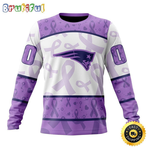 Personalized NFL New England Patriots Crewneck Sweatshirt Special Lavender Fights Cancer Unisex Sweatshirt