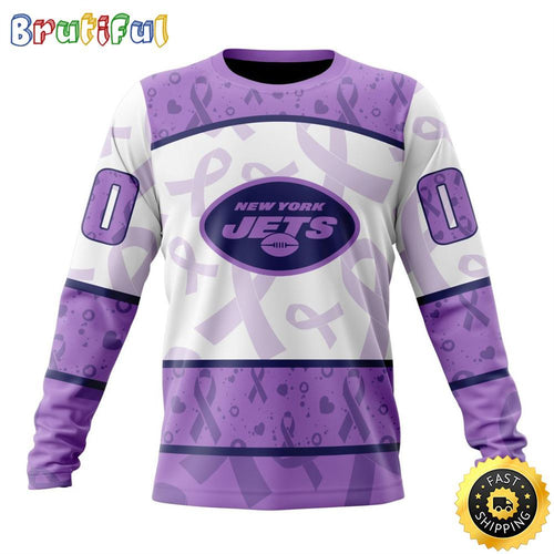 Personalized NFL New York Jets Crewneck Sweatshirt Special Lavender Fights Cancer Unisex Sweatshirt