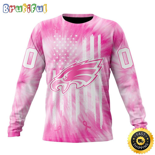 Personalized NFL Philadelphia Eagles Crewneck Sweatshirt Special Pink Tie-Dye Unisex Sweatshirt