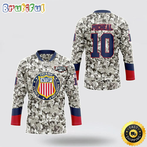 Personalized NFL Philadelphia Eagles Hockey Jersey Veterans Nfl Hockey Jersey For Fans