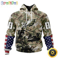 Personalized NFL Philadelphia Eagles Hoodie Special Salute To Service Design 3D Hoodie Unisex Hoodie