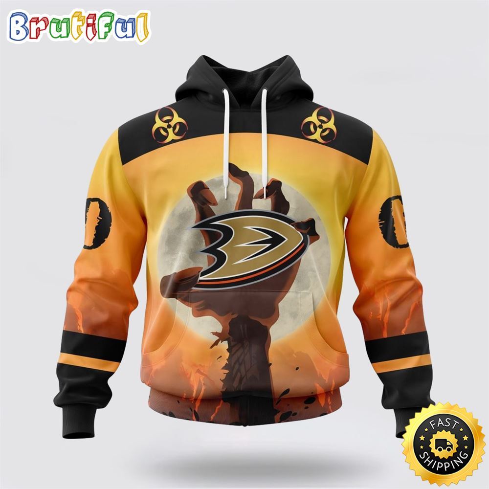 Personalized NHL Anaheim Ducks All Over Print 3D Hoodie Special Zombie Design For Halloween