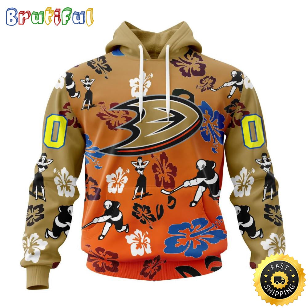Personalized NHL Anaheim Ducks Hoodie Hawaiian Style Design For Fans Unisex 3D Hoodie