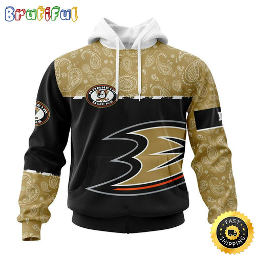 Personalized NHL Anaheim Ducks Hoodie Specialized Hockey With Paisley All Over Print Hoodie Unisex Tshirt Hoodie