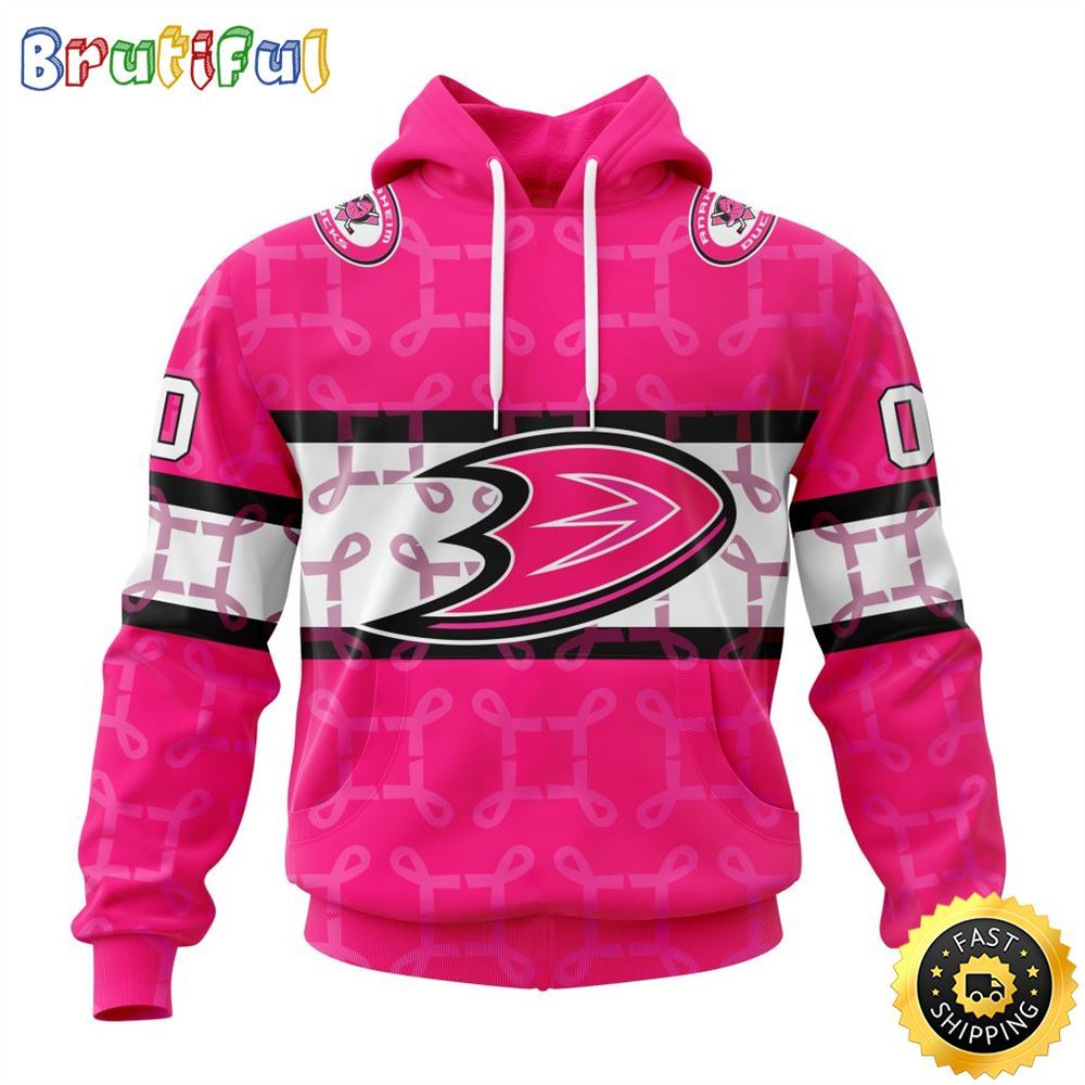 Personalized NHL Anaheim Ducks I Pink I Can In October We Wear Pink Breast Cancer All Over Print 3D Hoodie Unisex Hoodie Tshirt Sweatshirt