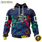 Personalized NHL Anaheim Ducks Specialized Fearless Against Autism All Over Print 3D Hoodie Unisex Hoodie