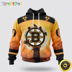 Personalized NHL Boston Bruins All Over Print 3D Hoodie Special Zombie Design For Halloween