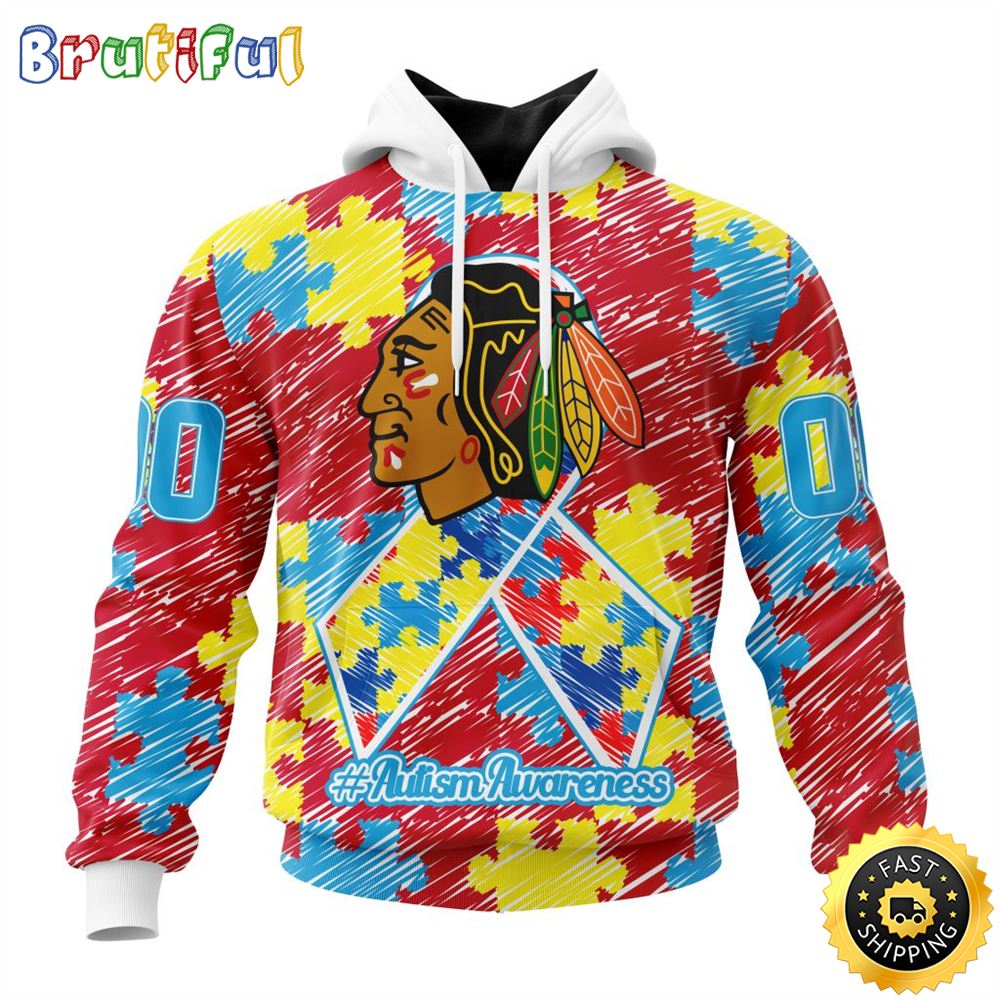 Personalized NHL Chicago Blackhawks Special Autism Awareness Month All Over Print 3D Hoodie Unisex Hoodie