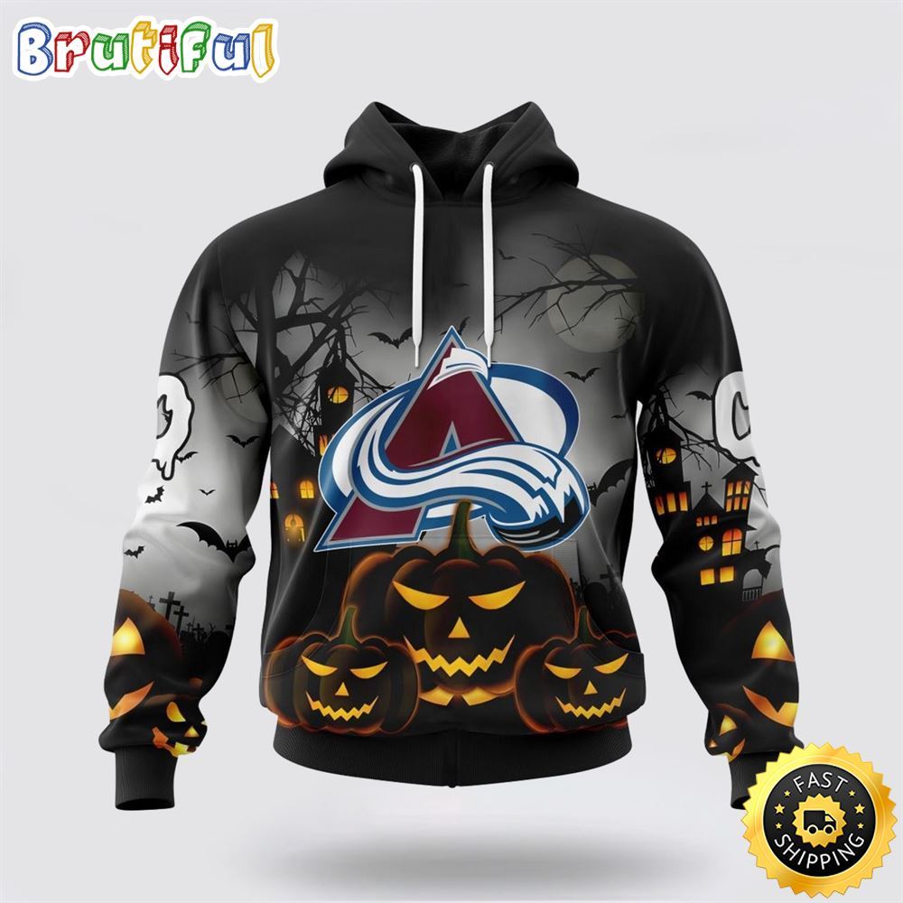 Personalized NHL Colorado Avalanche All Over Print 3D Hoodie Special Design Pumpkins For Halloween
