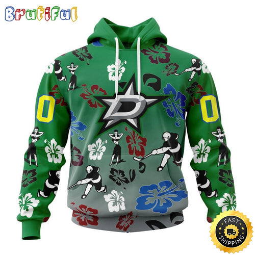 Personalized NHL Dallas Stars Hoodie Hawaiian Style Design For Fans Unisex 3D Hoodie