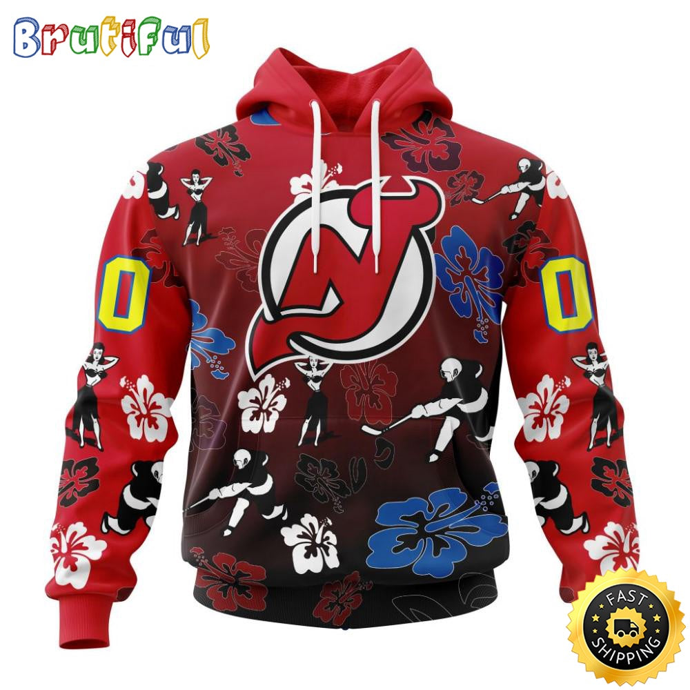 Personalized NHL New Jersey Devils Hoodie Hawaiian Style Design For Fans Unisex 3D Hoodie