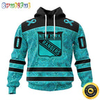 Personalized NHL New York Rangers All Over Print 3D Hoodie Special Design Fight Ovarian Cancer Gift For Football Fans