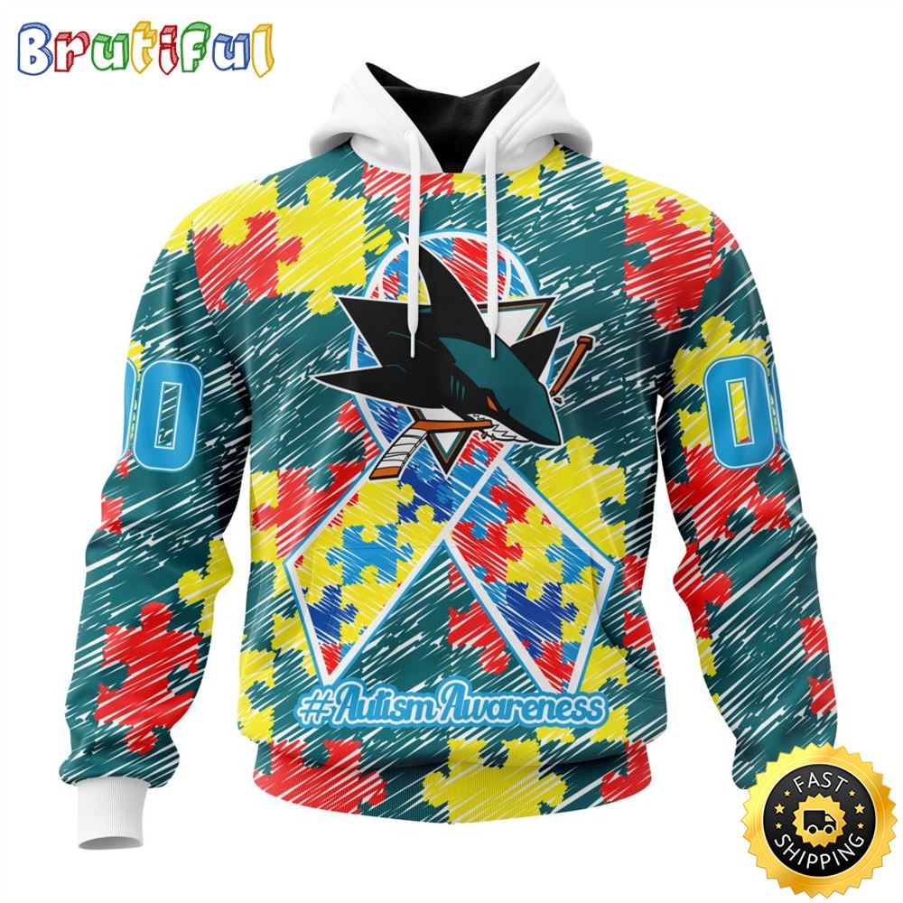 Personalized NHL San Jose Sharks Special Autism Awareness Month All Over Print 3D Hoodie Unisex Hoodie