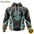 Personalized NHL Seattle Kraken Hoodie Special Camo Hunting Design All Over Print 3D Unisex Hoodie