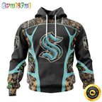 Personalized NHL Seattle Kraken Hoodie Special Camo Hunting Design All Over Print 3D Unisex Hoodie