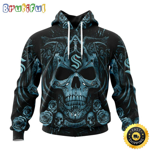 Personalized NHL Seattle Kraken Hoodie Special Design With Skull Art All Over Print 3D Hoodie Unisex Tshirt Hoodie