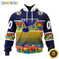 Personalized NHL St. Louis Blues All Over Print 3D Hoodie Autism Awareness Design Unisex Hoodie